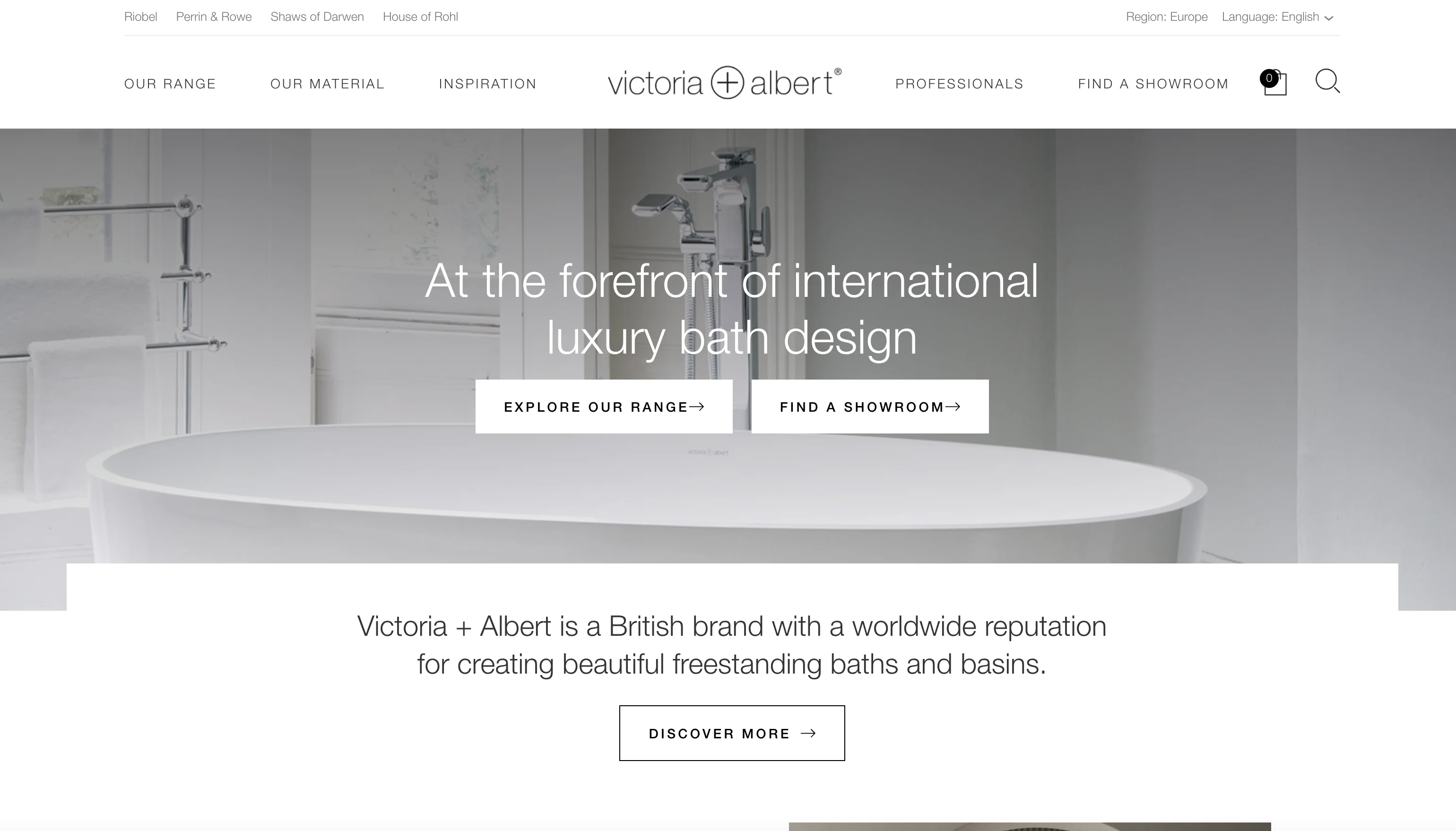 Victoria & Albert website screenshot